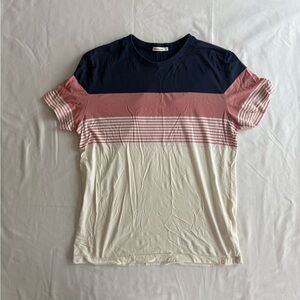 Marine Layer Blue and Salmon Short Sleeve Tee